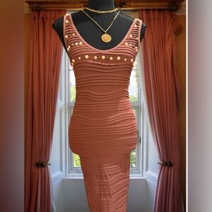 Elegant Brown Studded Dress size L/XL